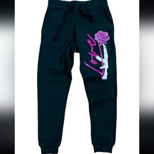 Love Black Joggers with Pink and Purple Graphic